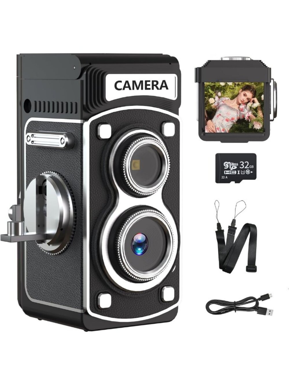 Mini Vintage Digital Camera - 1080P FHD Retro Point & Shoot, Compact & Portable